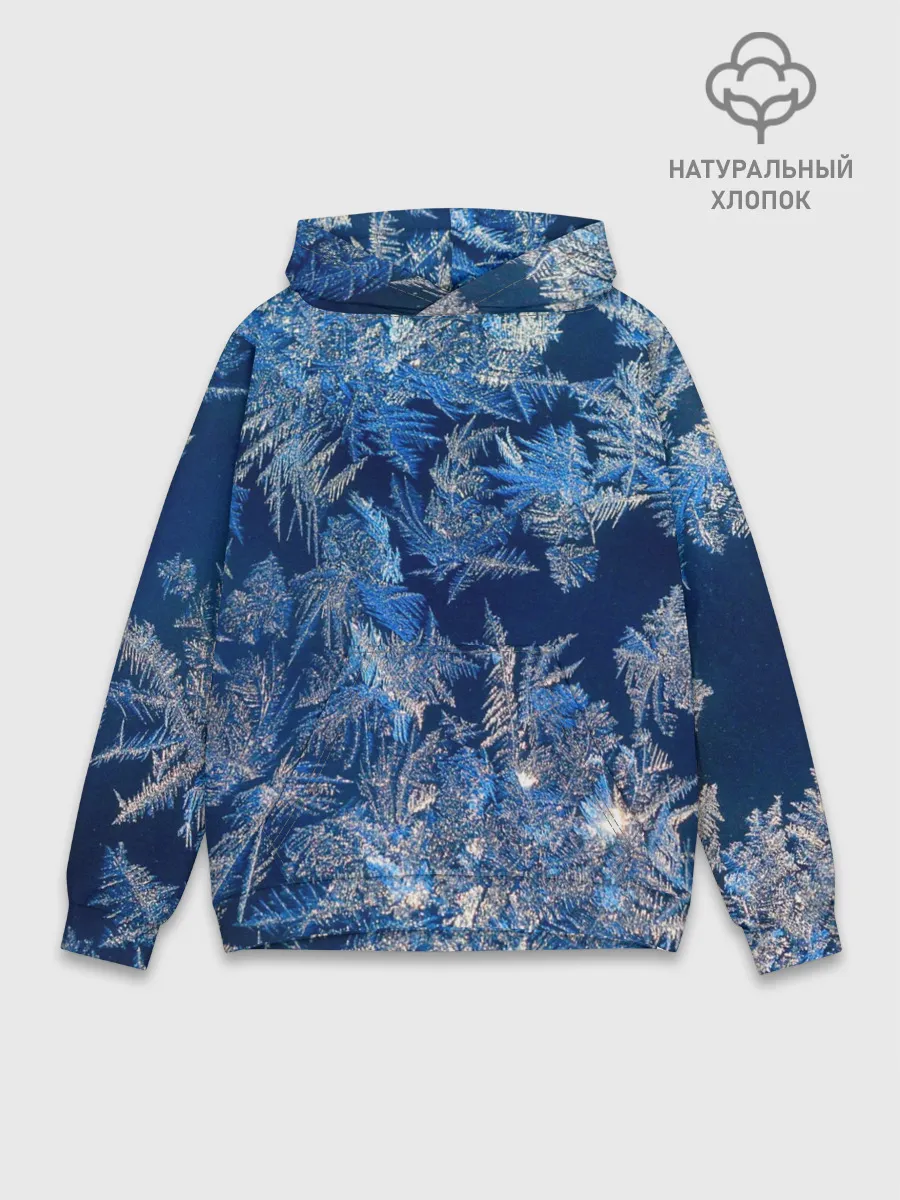 Худи мужской база хлопок / Снежинки макро snowflakes macro