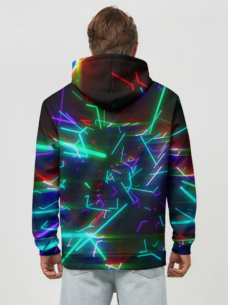 Худи мужской база хлопок / Неоновая ведьма с волком