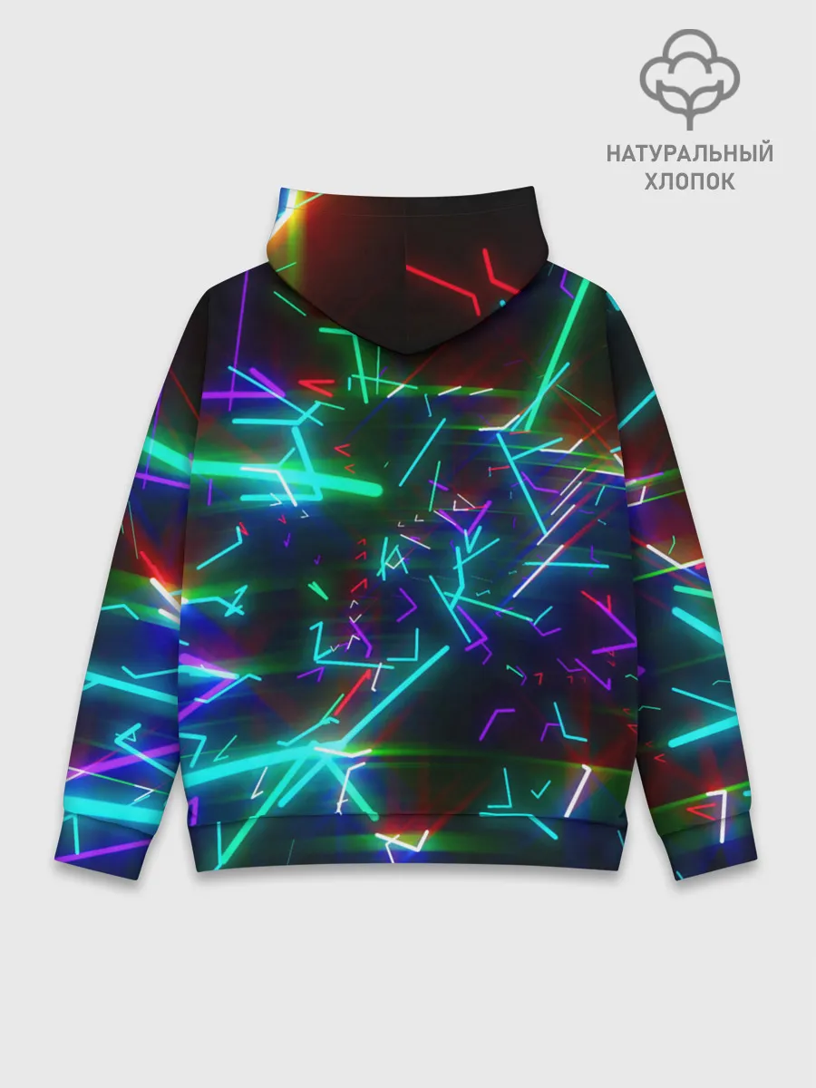 Худи мужской база хлопок / Неоновая ведьма с волком