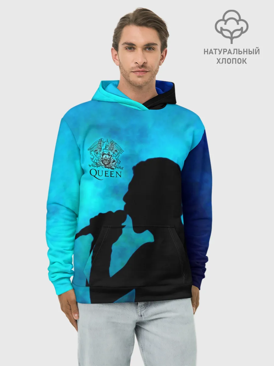 Худи мужской база хлопок / Силуэт Фредди Меркьюри группа Queen