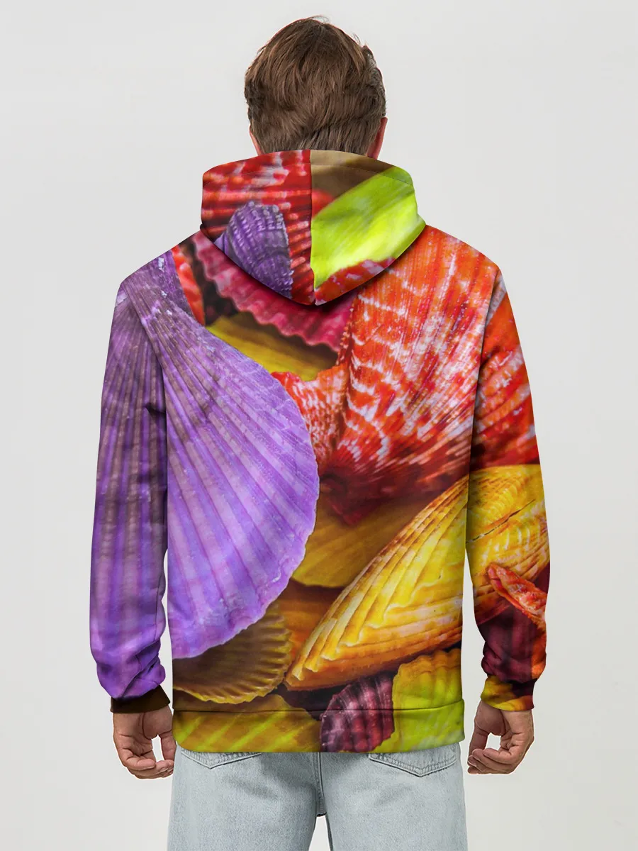 Худи мужской база хлопок / Разноцветные ракушки multicolored seashells
