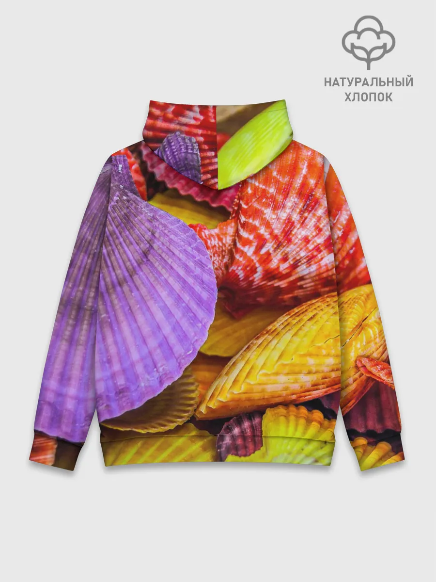 Худи мужской база хлопок / Разноцветные ракушки multicolored seashells