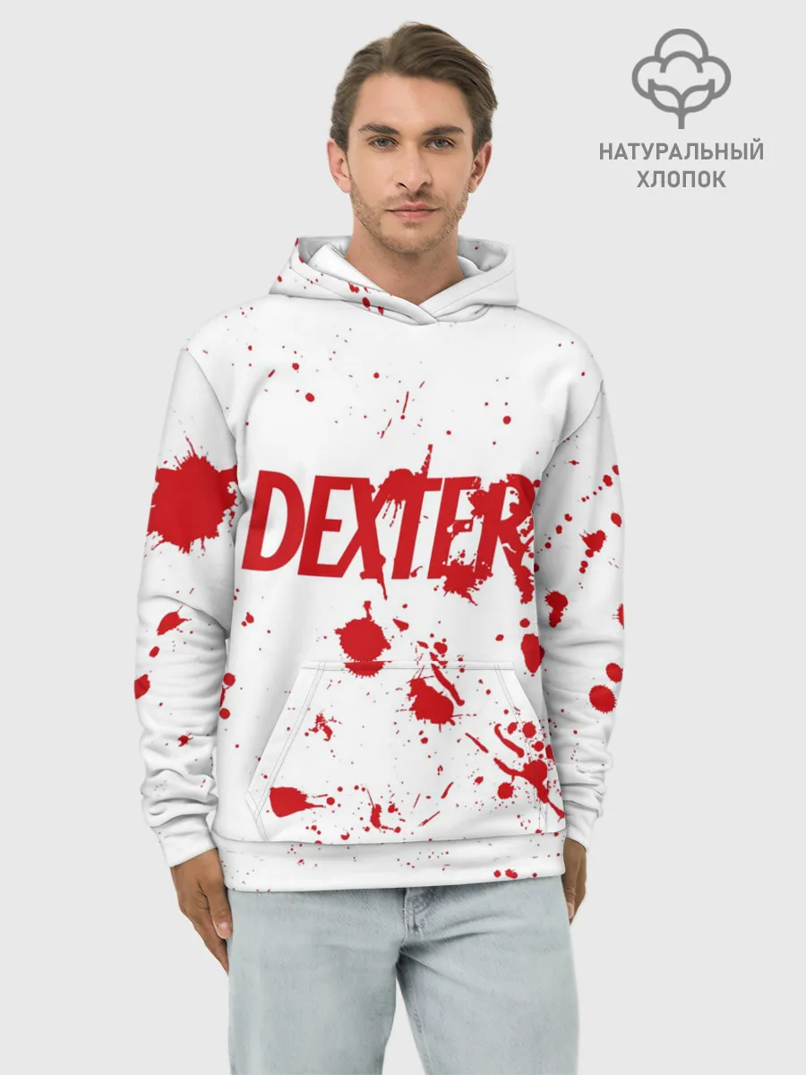 Худи мужской база хлопок / Dexter logo Декстер брызги крови