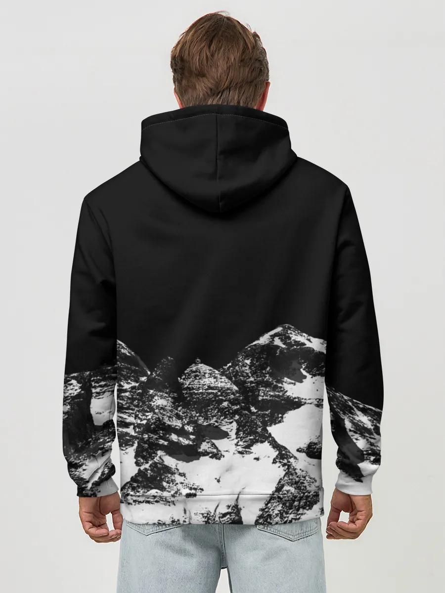 Худи мужской база хлопок / ГОРЫ Ч/Б