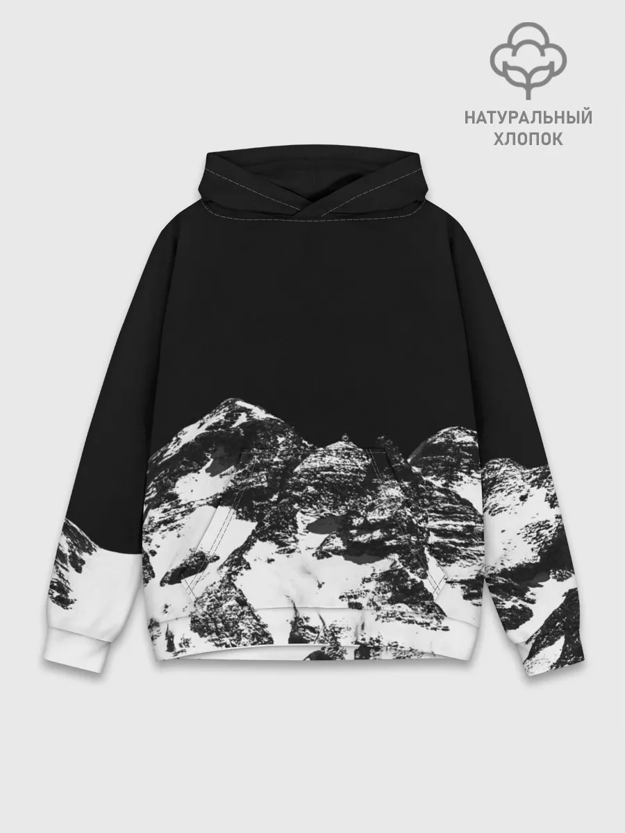Худи мужской база хлопок / ГОРЫ Ч/Б