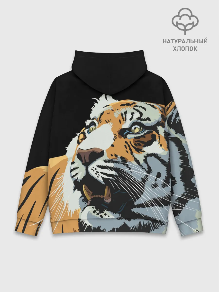 Худи мужской база хлопок / Тигр перед атакой