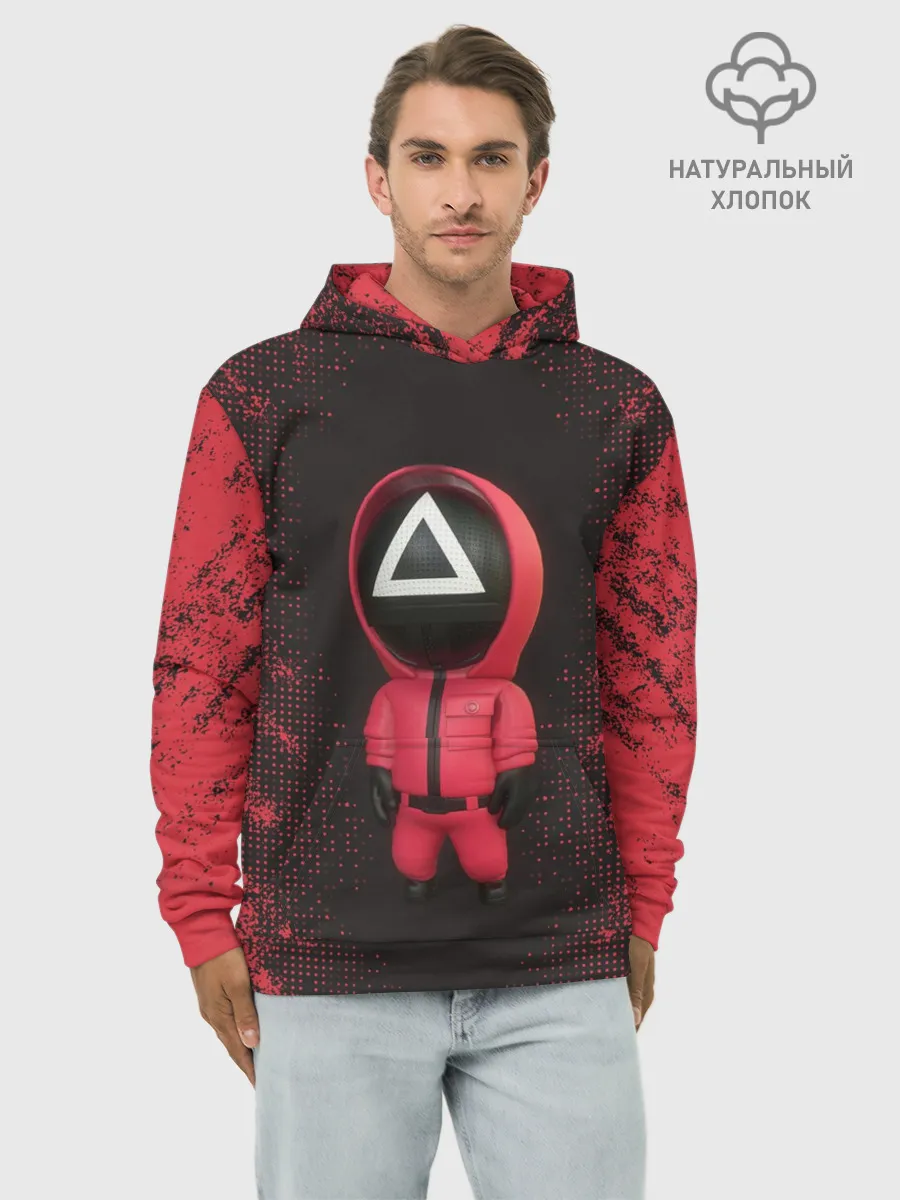 Худи мужской база хлопок / ИГРА В КАЛЬМАРА | СОТРУДНИК ТРЕУГОЛЬНИК