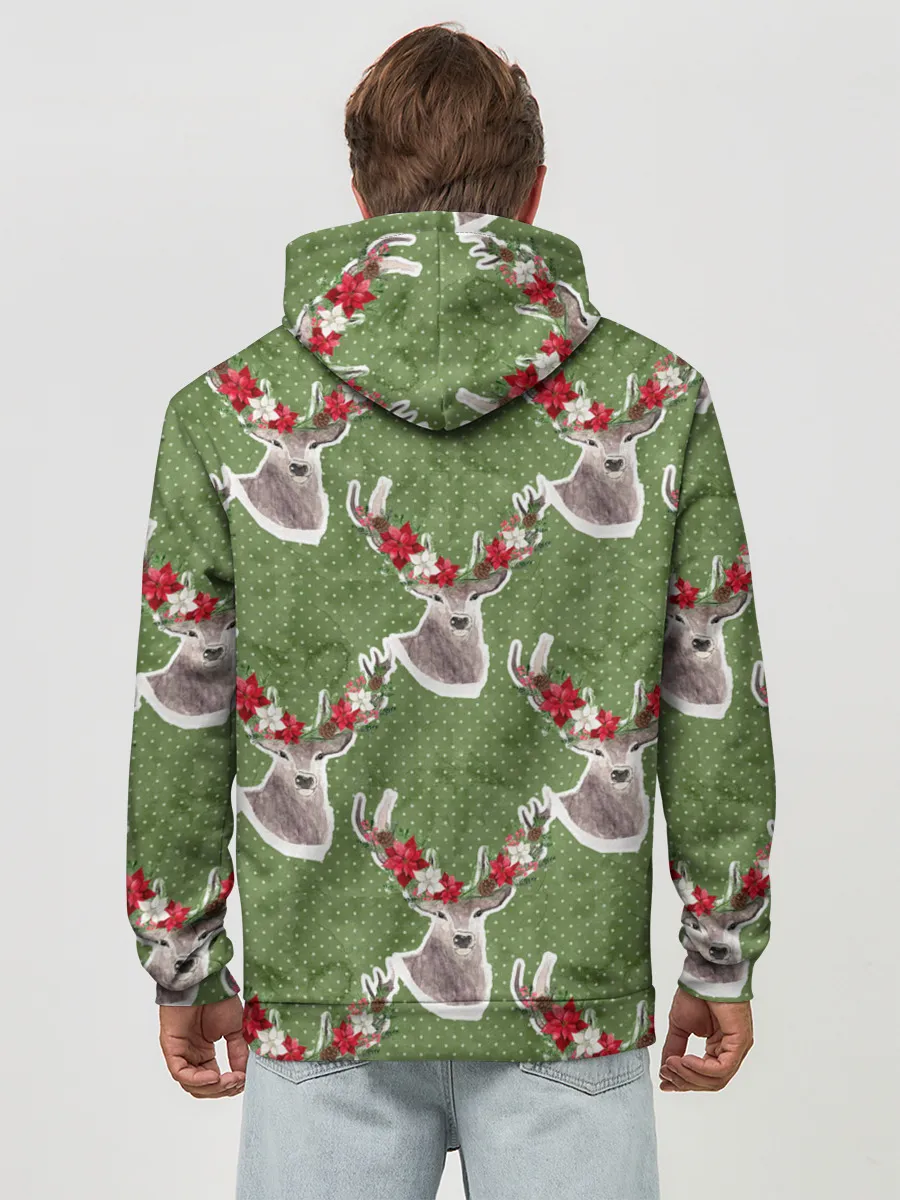 Худи мужской база хлопок / Новогодние олени 2022