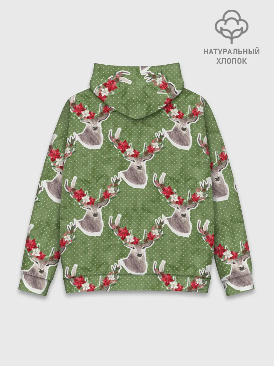 Худи мужской база хлопок / Новогодние олени 2022