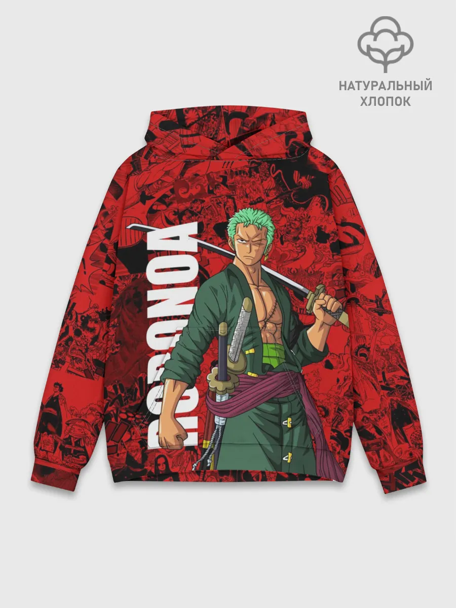 Худи мужской база хлопок / Ророноа Зоро, One Piece