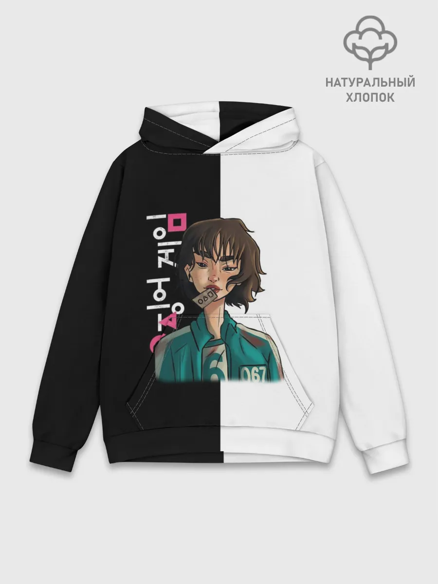 Худи мужской база хлопок / ИГРА В КАЛЬМАРА НОМЕР 067 | SQUID GAME