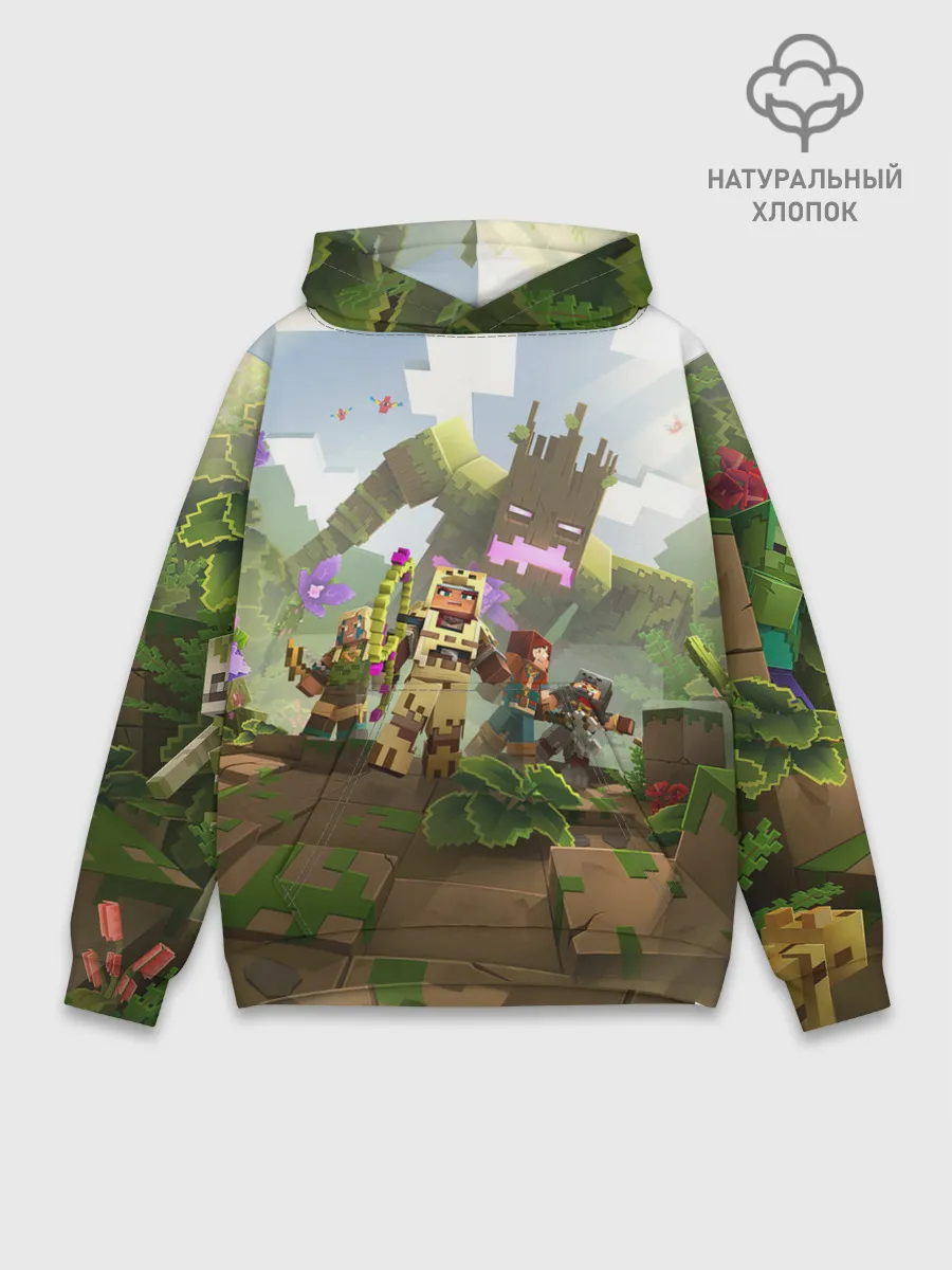 Худи мужской база хлопок / МАЙНКРАФТ ГЕРОИ ПРОТИВ ЗЛА