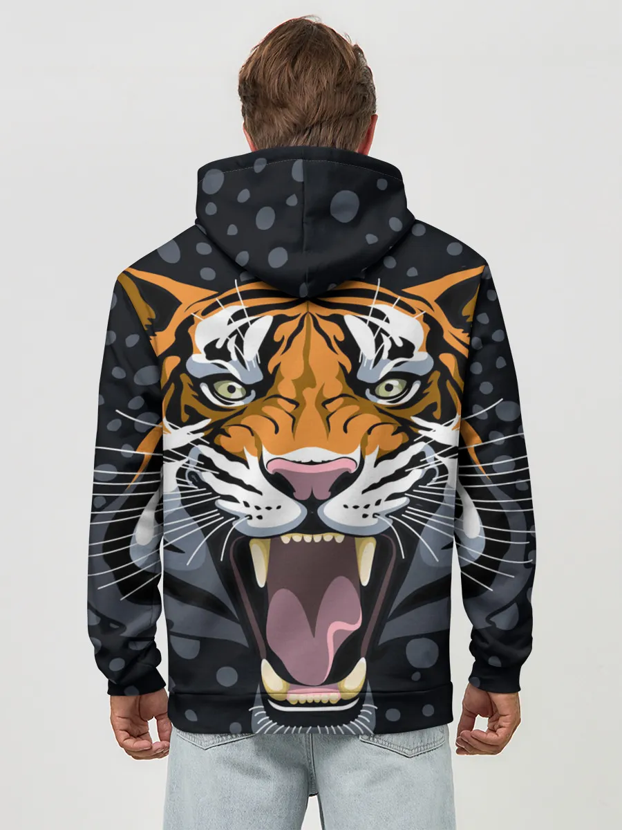 Худи мужской база хлопок / Амурский тигр в ночи