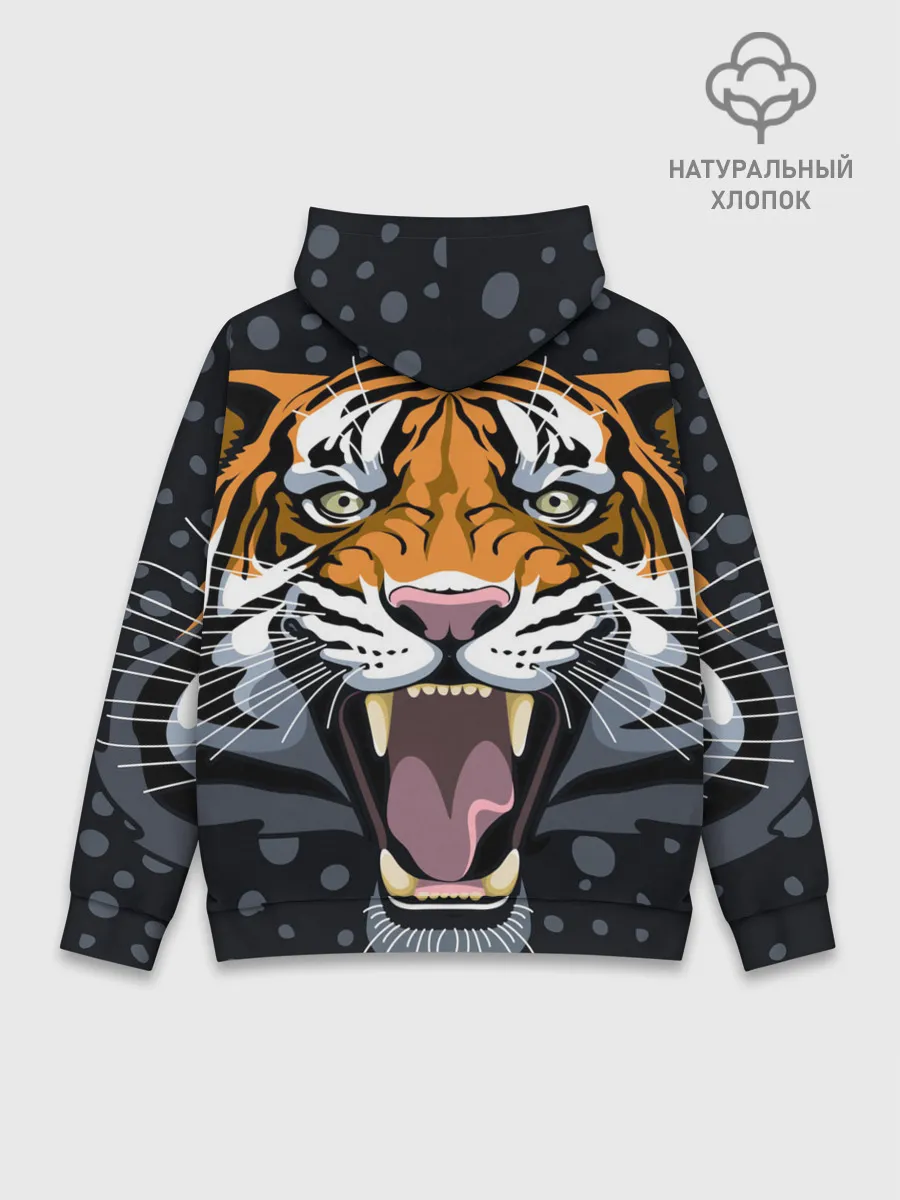 Худи мужской база хлопок / Амурский тигр в ночи