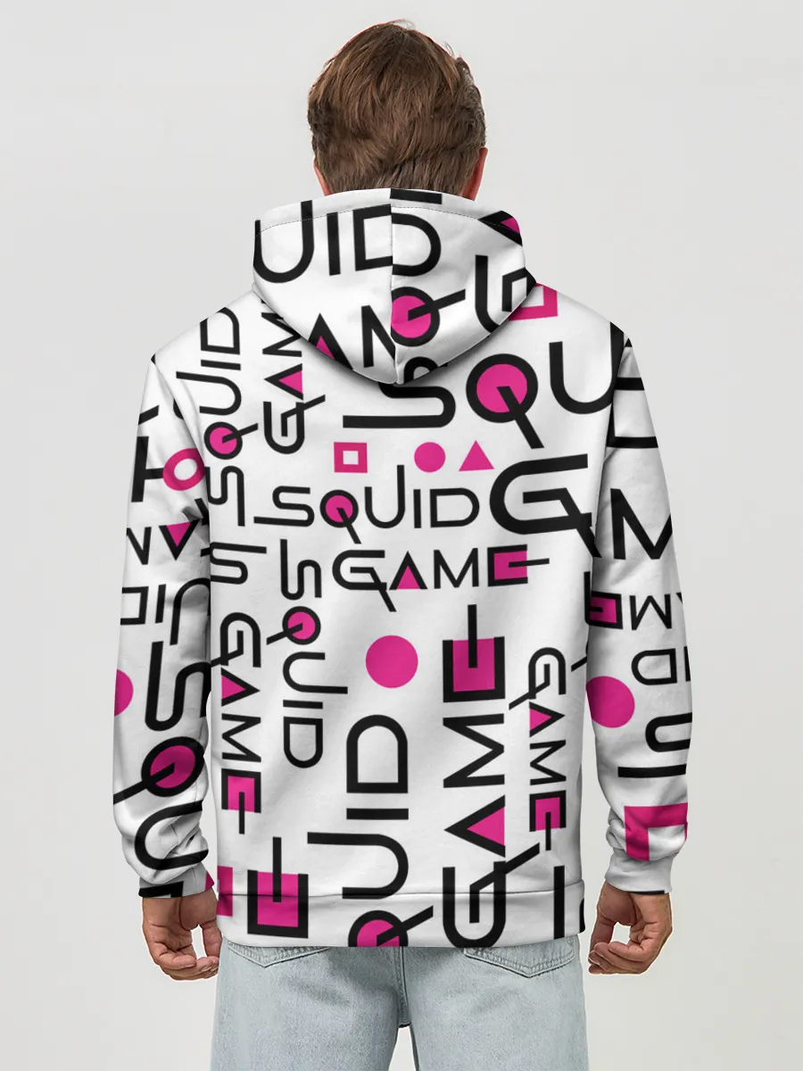 Худи мужской база хлопок / ИГРА В КАЛЬМАРА УЗОР И ПАТТЕРН ЛОГО