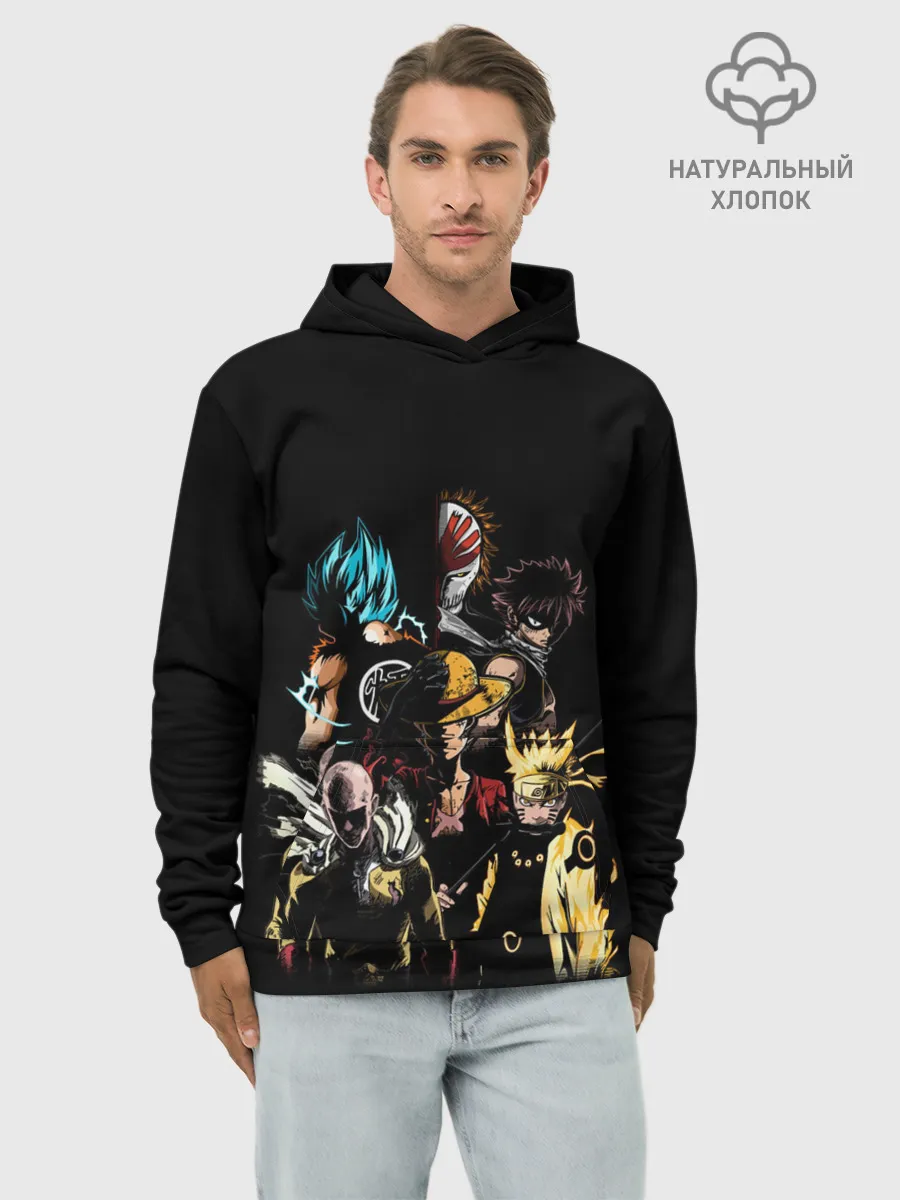 Худи мужской база хлопок / КУЛЬТОВЫЕ АНИМЕ ГЕРОИ