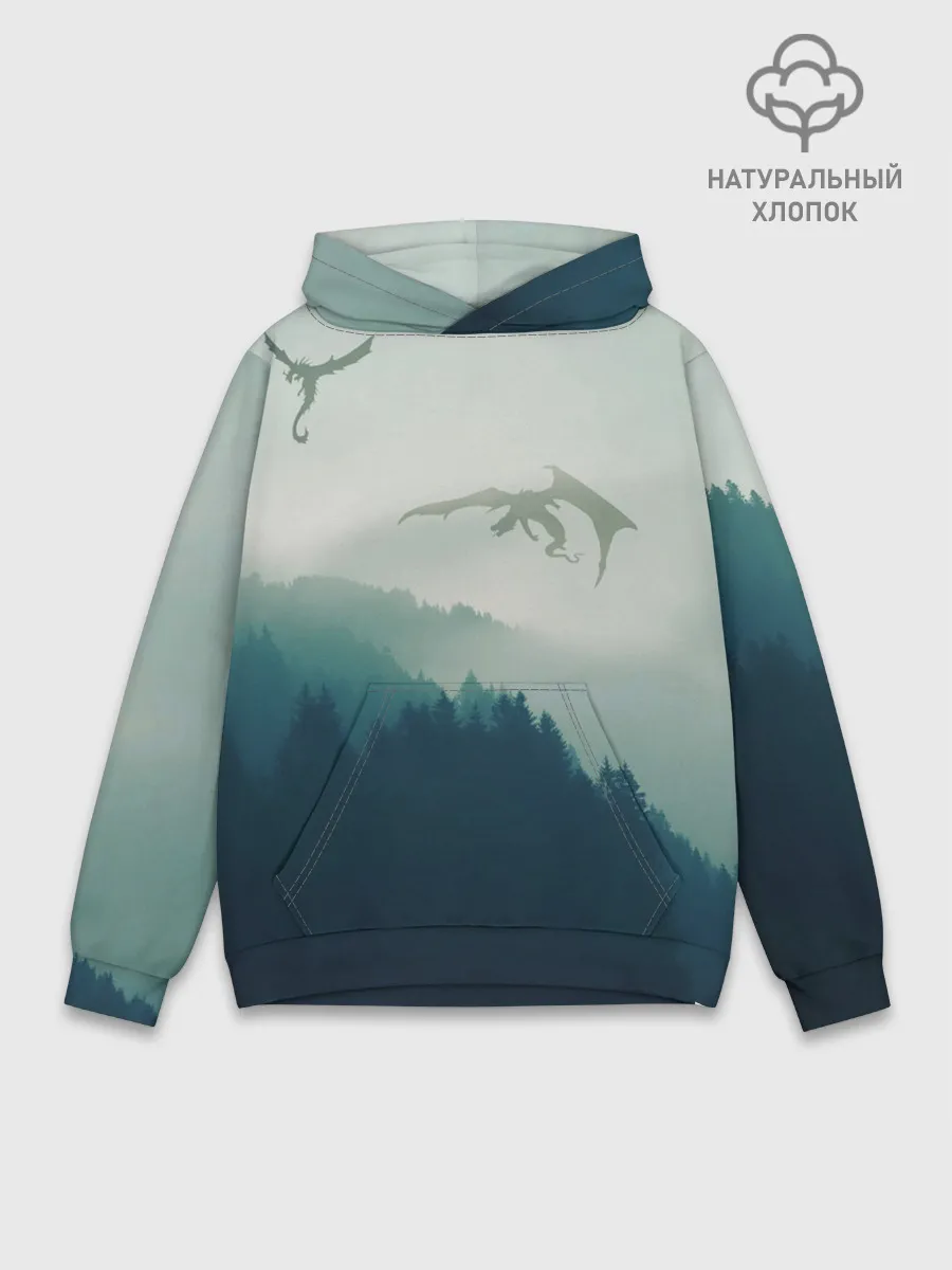 Худи мужской база хлопок / ДРАКОНЫ НАД ЛЕСОМ / DRAGON