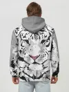 Худи мужской база хлопок / Белый снежный тигр