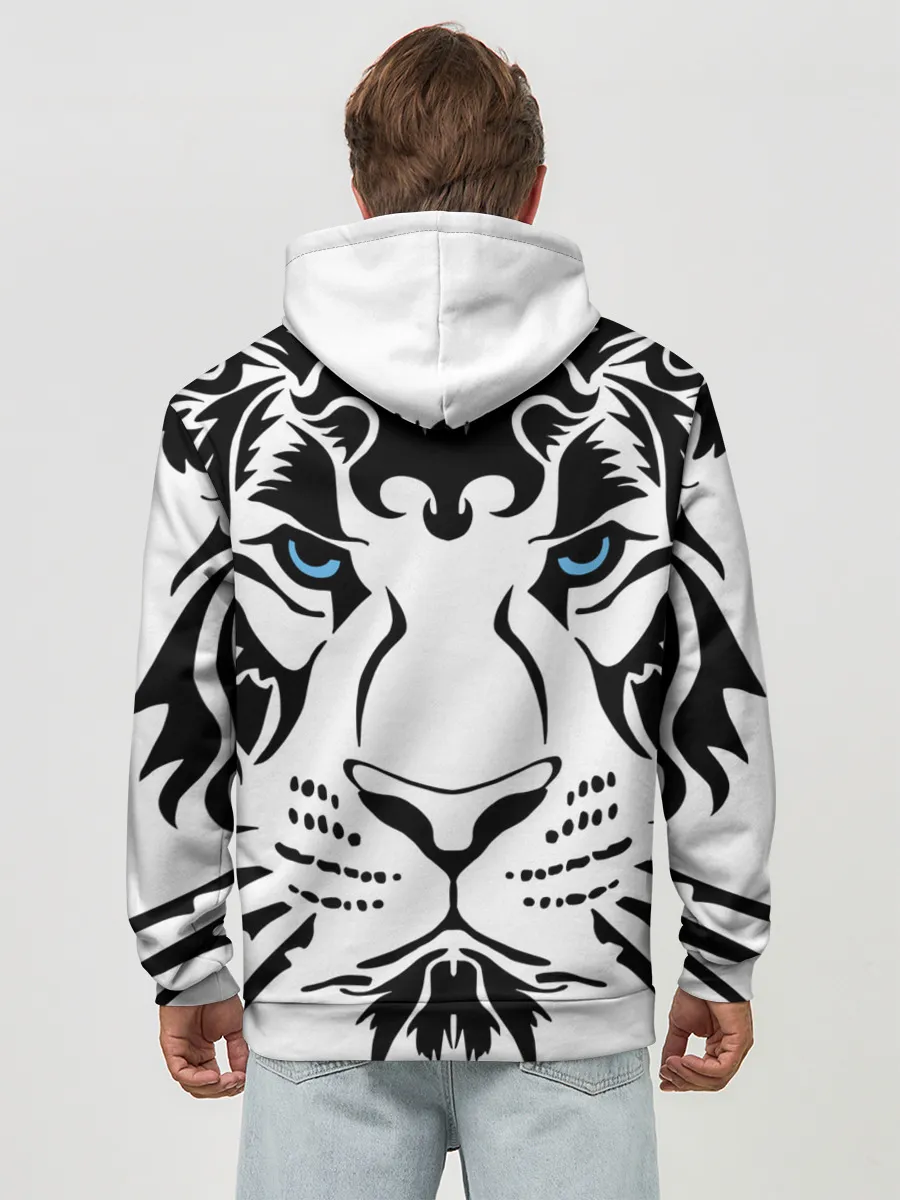 Худи мужской база хлопок / Водяной голубоглазый тигр