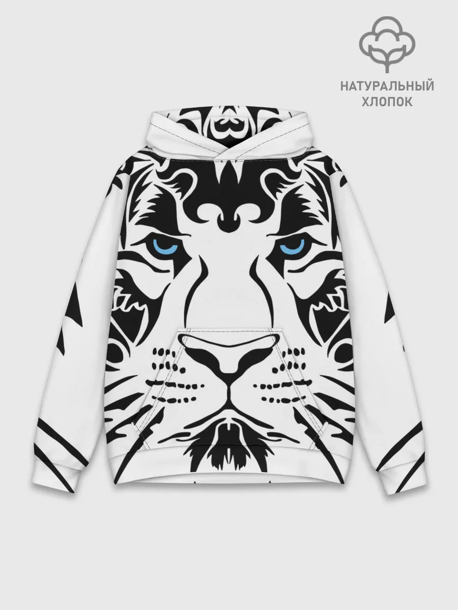 Худи мужской база хлопок / Водяной голубоглазый тигр