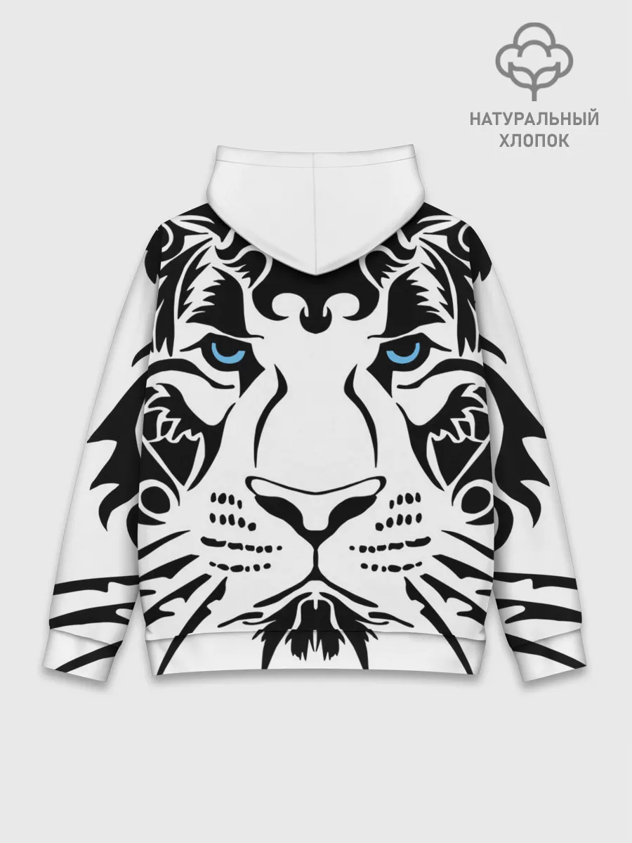 Худи мужской база хлопок / Водяной голубоглазый тигр