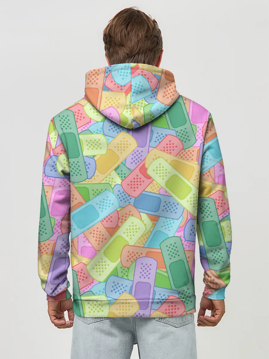 Худи мужской база хлопок / Цветные пластыри