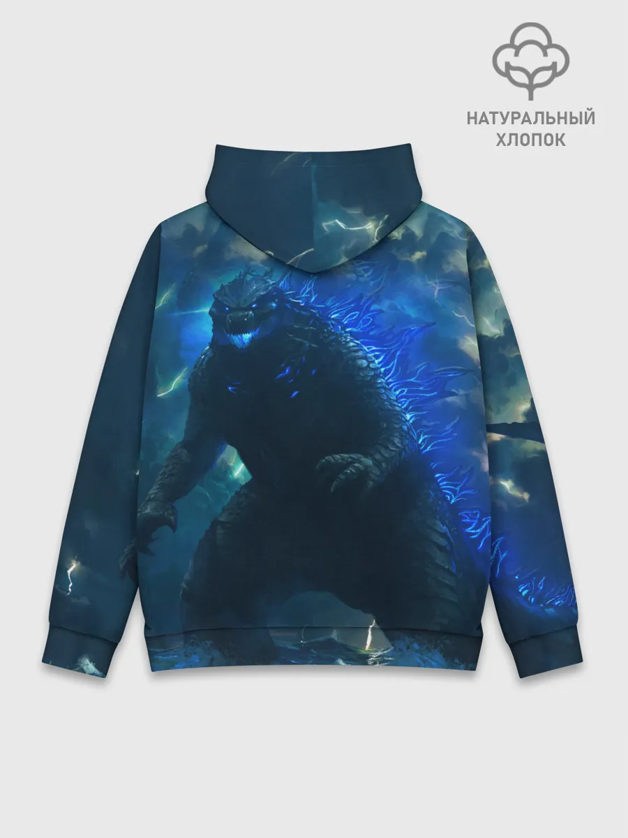 Худи мужской база хлопок / ГОДЗИЛЛА В МОРЕ