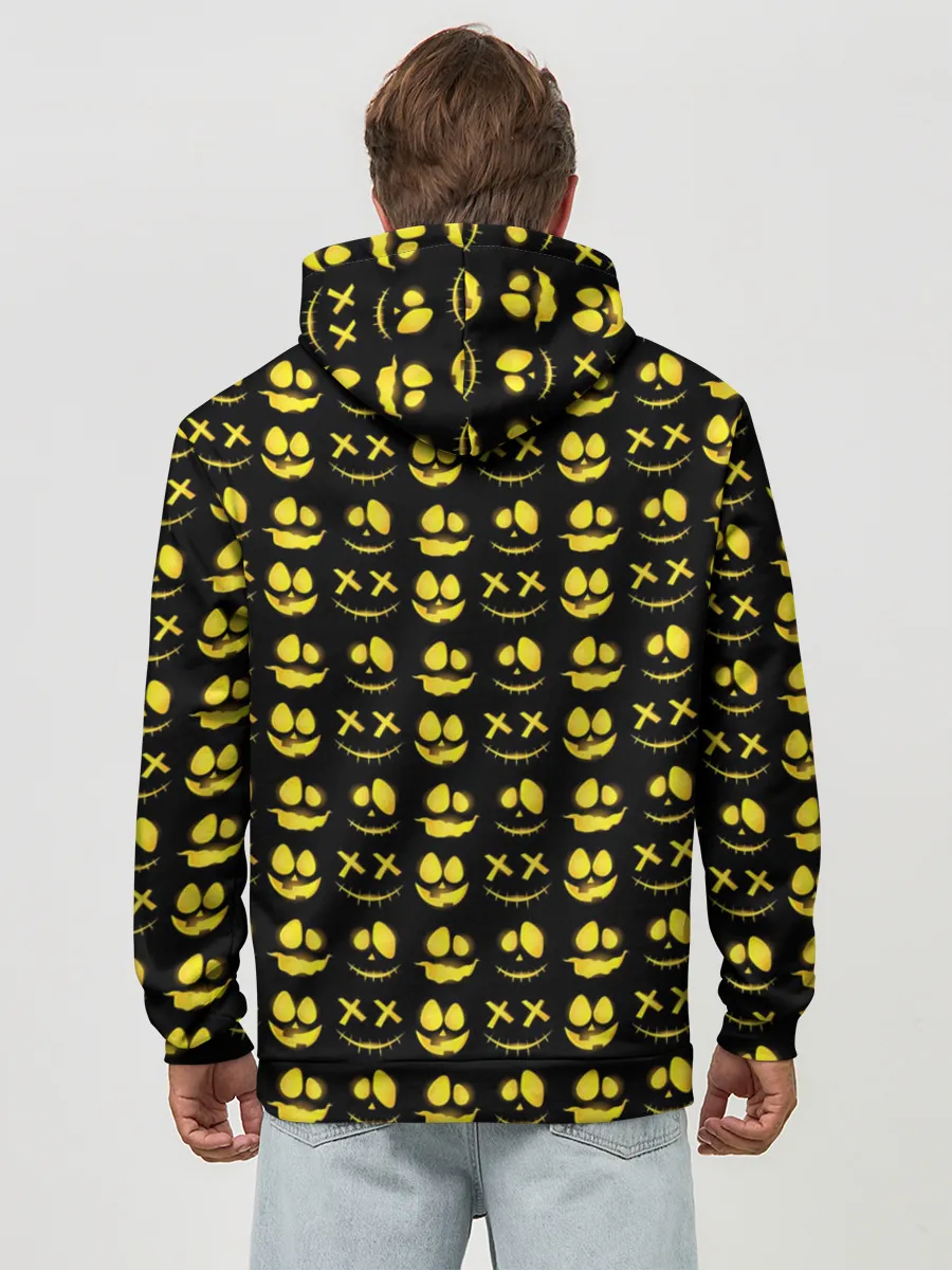 Худи мужской база хлопок / Прикольные смайлы Хэллоуин / Halloween