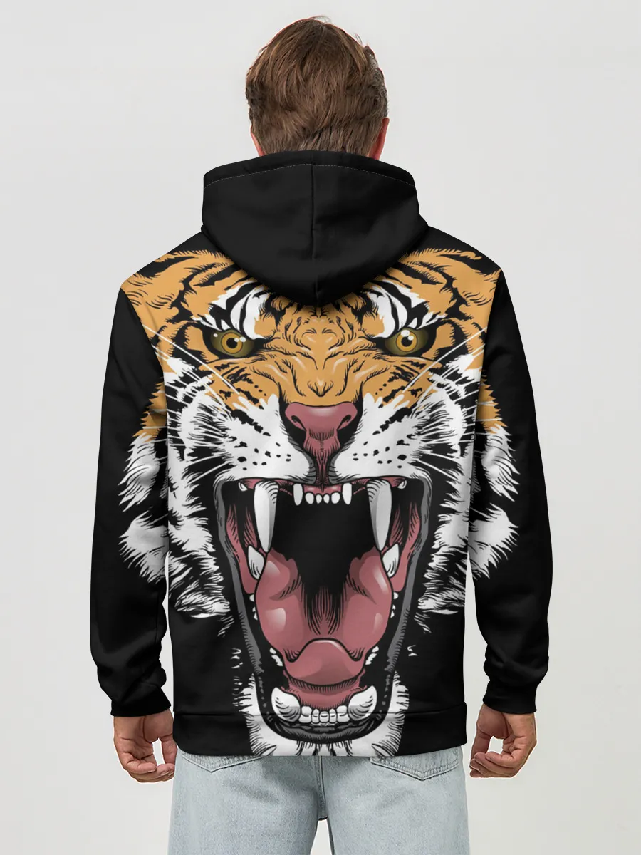 Худи мужской база хлопок / Оскал амурского тигра