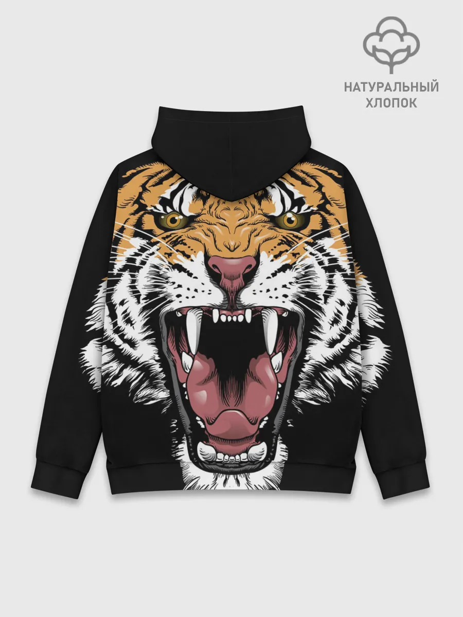 Худи мужской база хлопок / Оскал амурского тигра