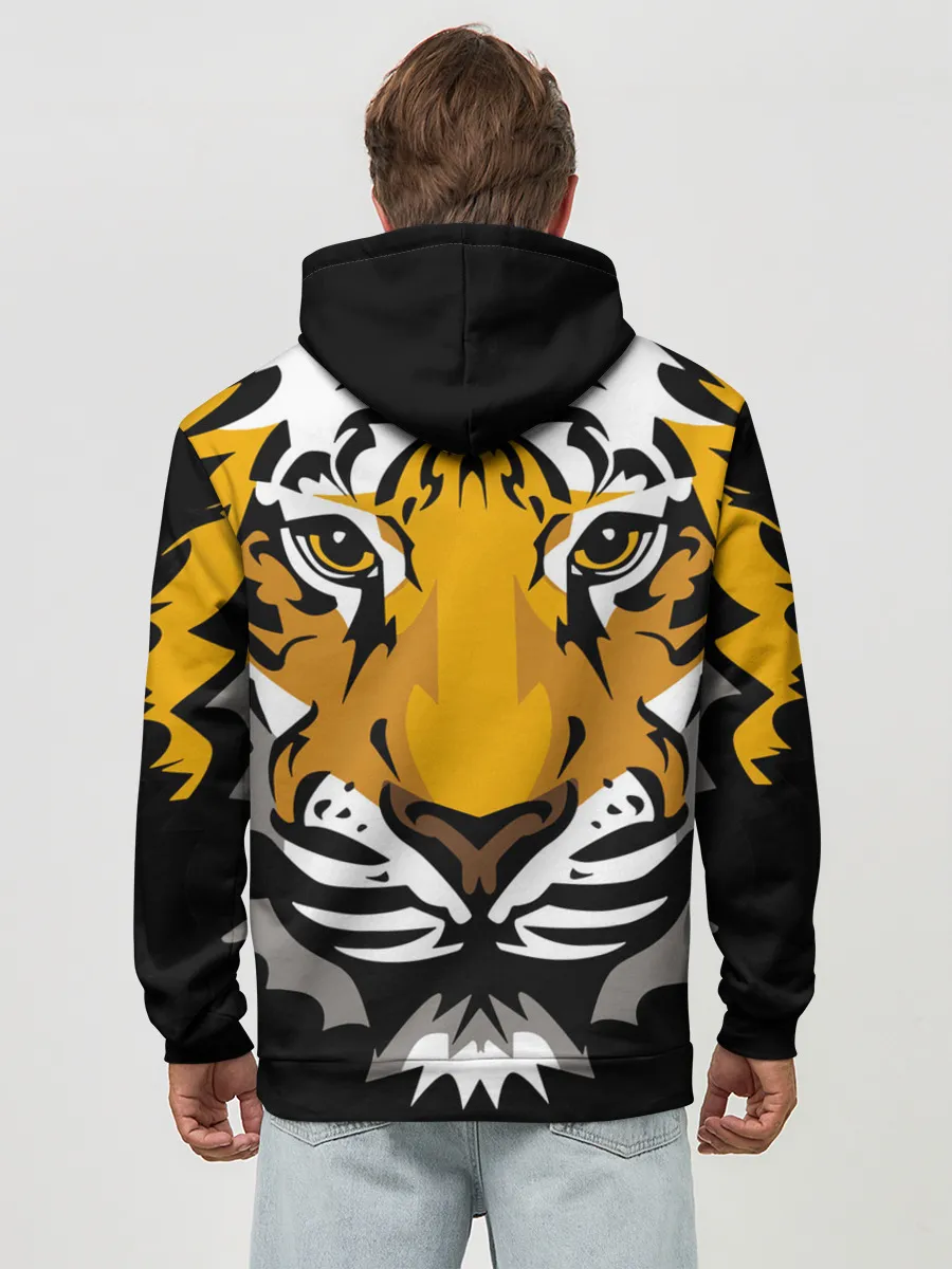 Худи мужской база хлопок / Суровый взгляд тигра