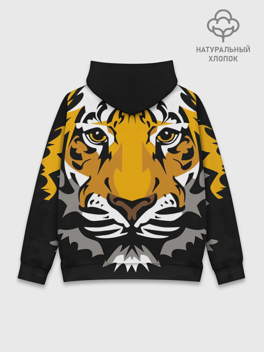 Худи мужской база хлопок / Суровый взгляд тигра