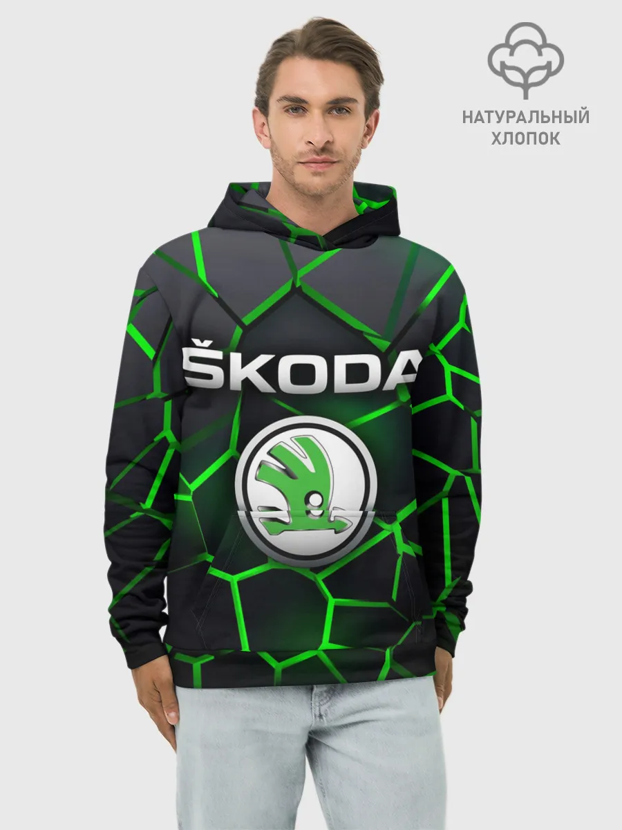 Худи мужской база хлопок / Skoda 3D плиты с подсветкой