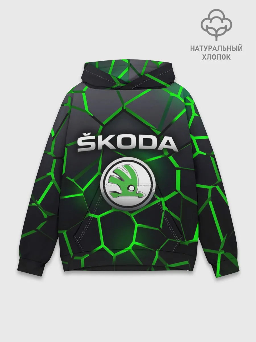 Худи мужской база хлопок / Skoda 3D плиты с подсветкой