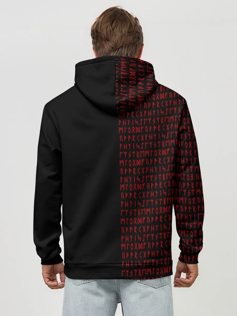 Худи мужской база хлопок / ВАЛЬКНУТ | РУНИЧЕСКИЙ АЛФАВИТ