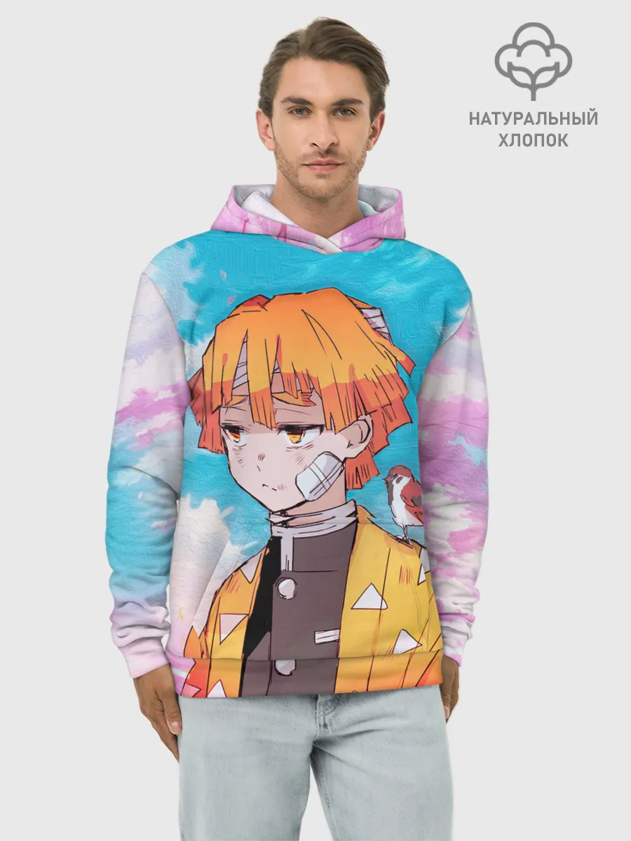 Худи мужской база хлопок / КЛИНОК РАССЕКАЮЩИЙ ДЕМОНОВ, ЗЕНИТЦУ