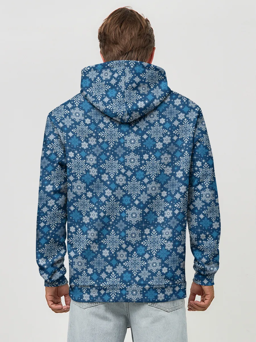 Худи мужской база хлопок / Снежные Узоры на Новый Год