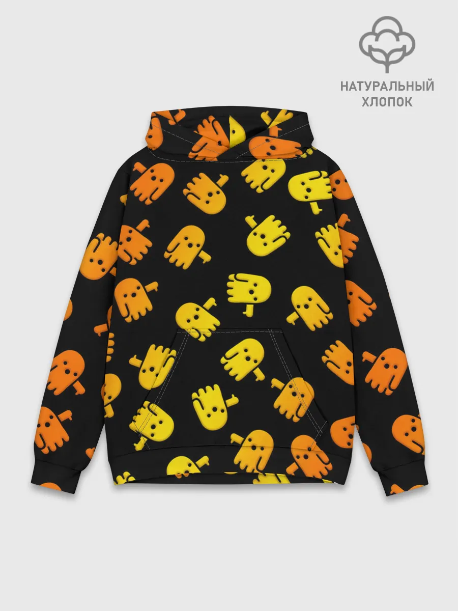 Худи мужской база хлопок / BOO! ПРИЗРАК, ПРИВЕДЕНИЕ ХЕЛЛОУИН ОРАНЖЕВЫЙ