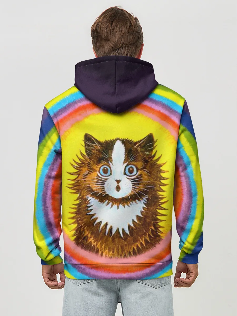 Худи мужской база хлопок / Радужный кот Луиса Уэйна