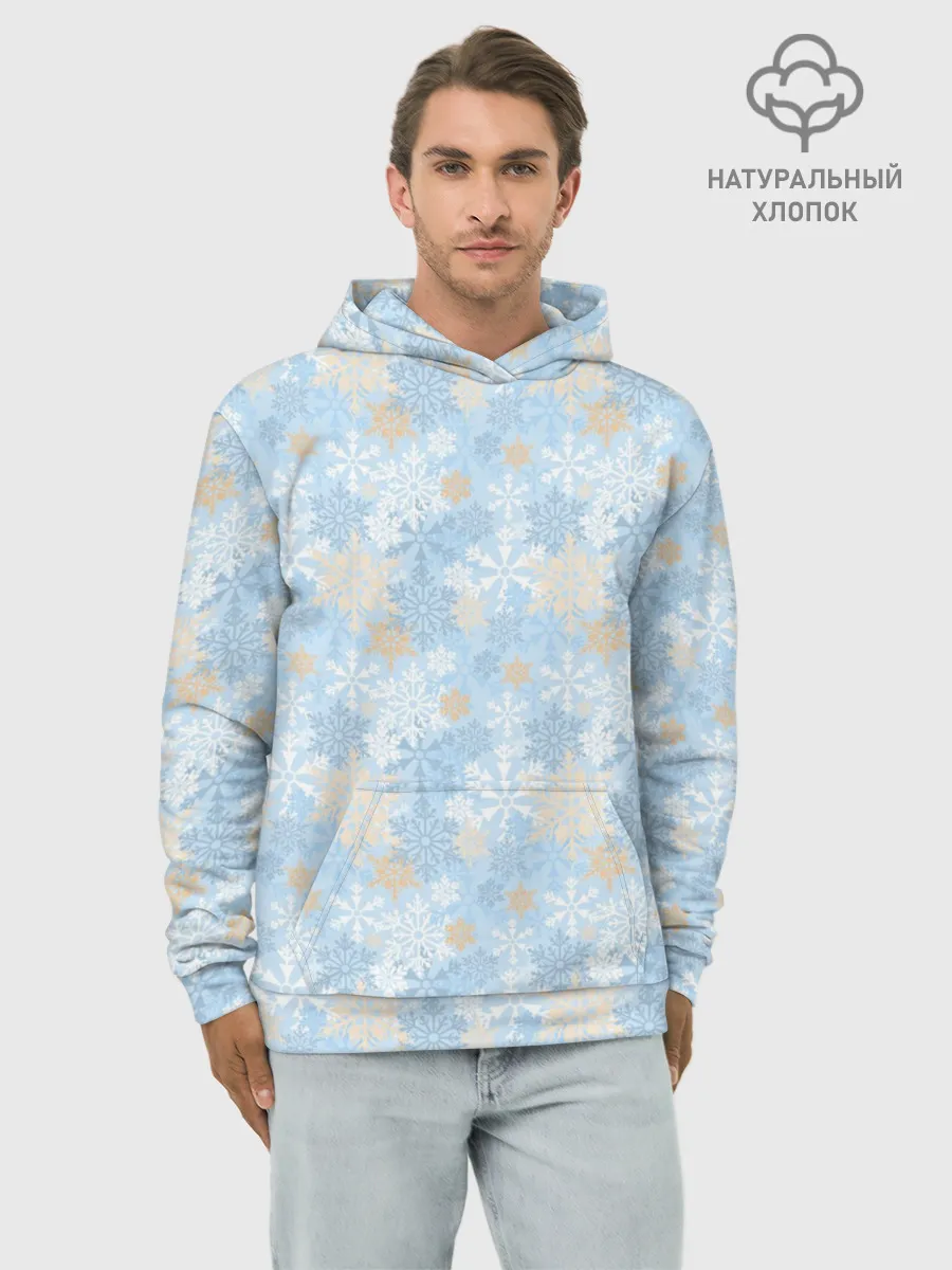 Худи мужской база хлопок / Узоры Снежинки