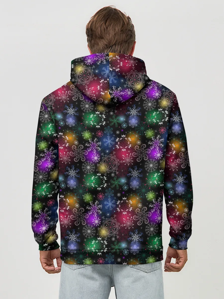 Худи мужской база хлопок / Снежинки в разных цветах