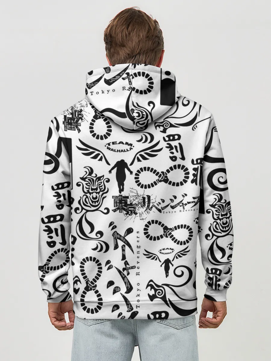 Худи мужской база хлопок / ТОКИЙСКИЕ МСТИТЕЛИ ЛОГОБОМБИНГ