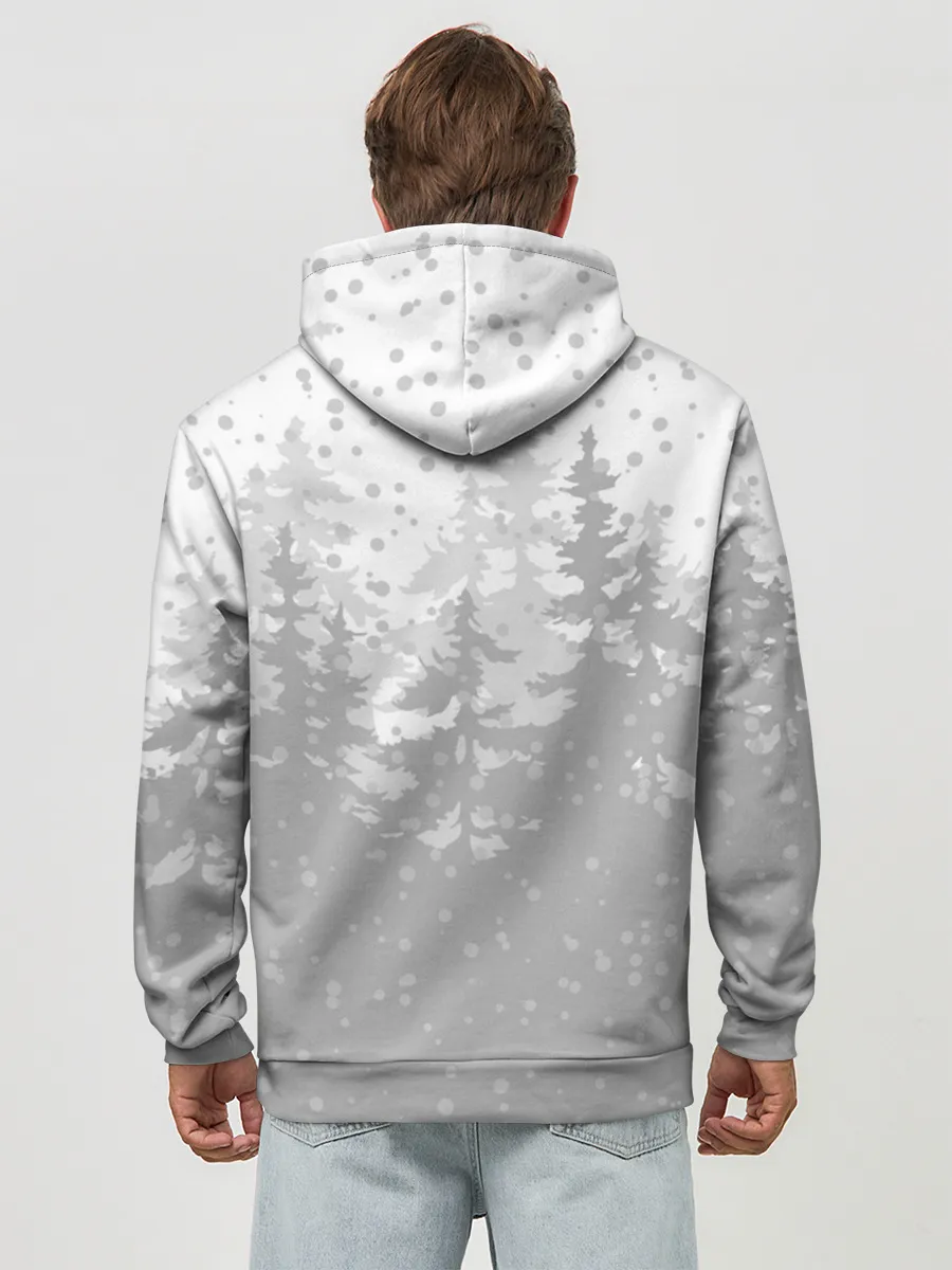 Худи мужской база хлопок / Тигр с чашкой кофе