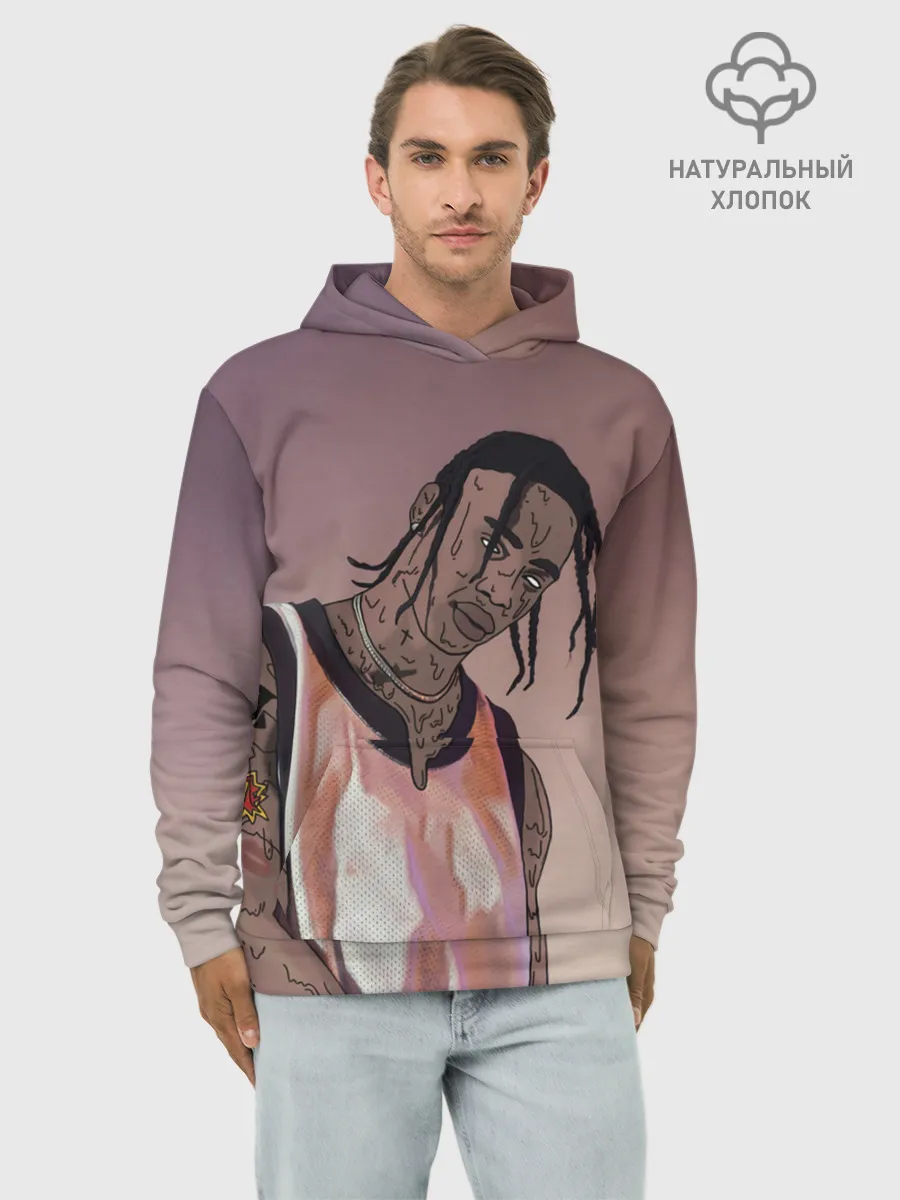 Худи мужской база хлопок / Потёкший Тревис
