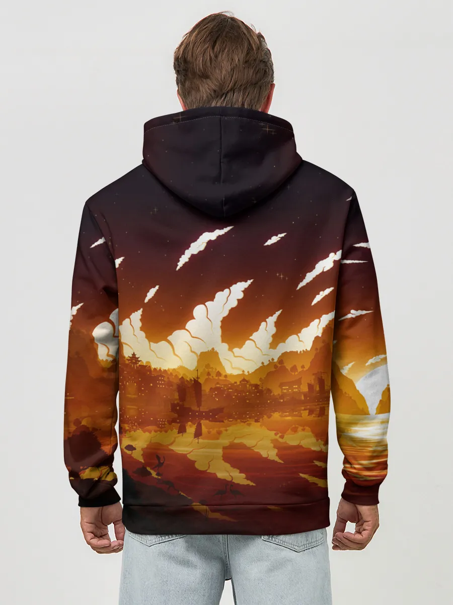 Худи мужской база хлопок / Genshin Impact - Закат над Ли Юэ