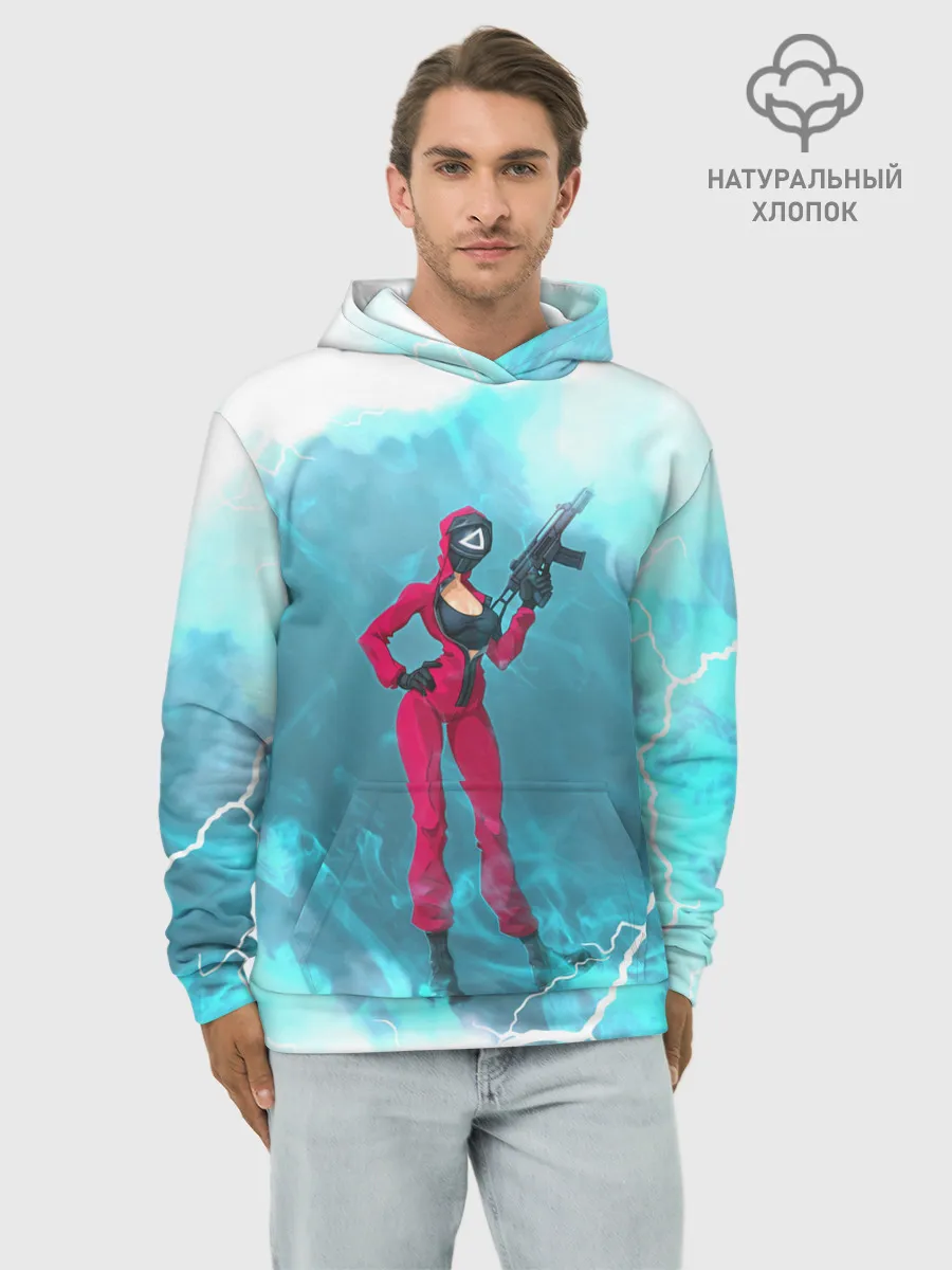 Худи мужской база хлопок / ОХРАНА НА ЧЕКУ | ТРЕУГОЛЬНИК