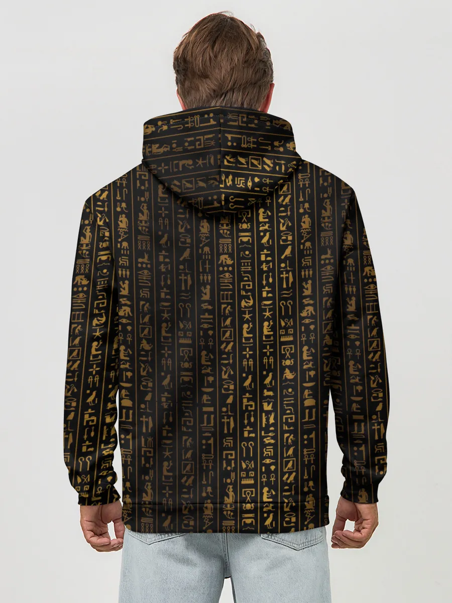 Худи мужской база хлопок / ЕГИПЕТСКИЕ ИЕРОГЛИФЫ ЗОЛОТОМ