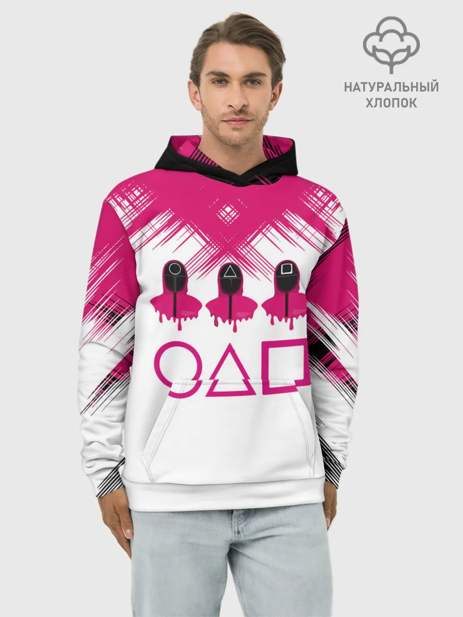Худи мужской база хлопок / Игра в кальмара | геометрические фигуры,
