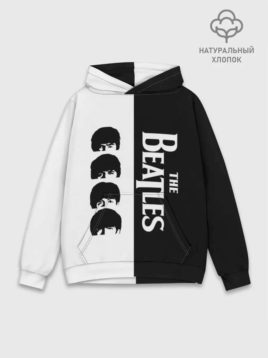 Худи мужской база хлопок / The Beatles черно - белый партер