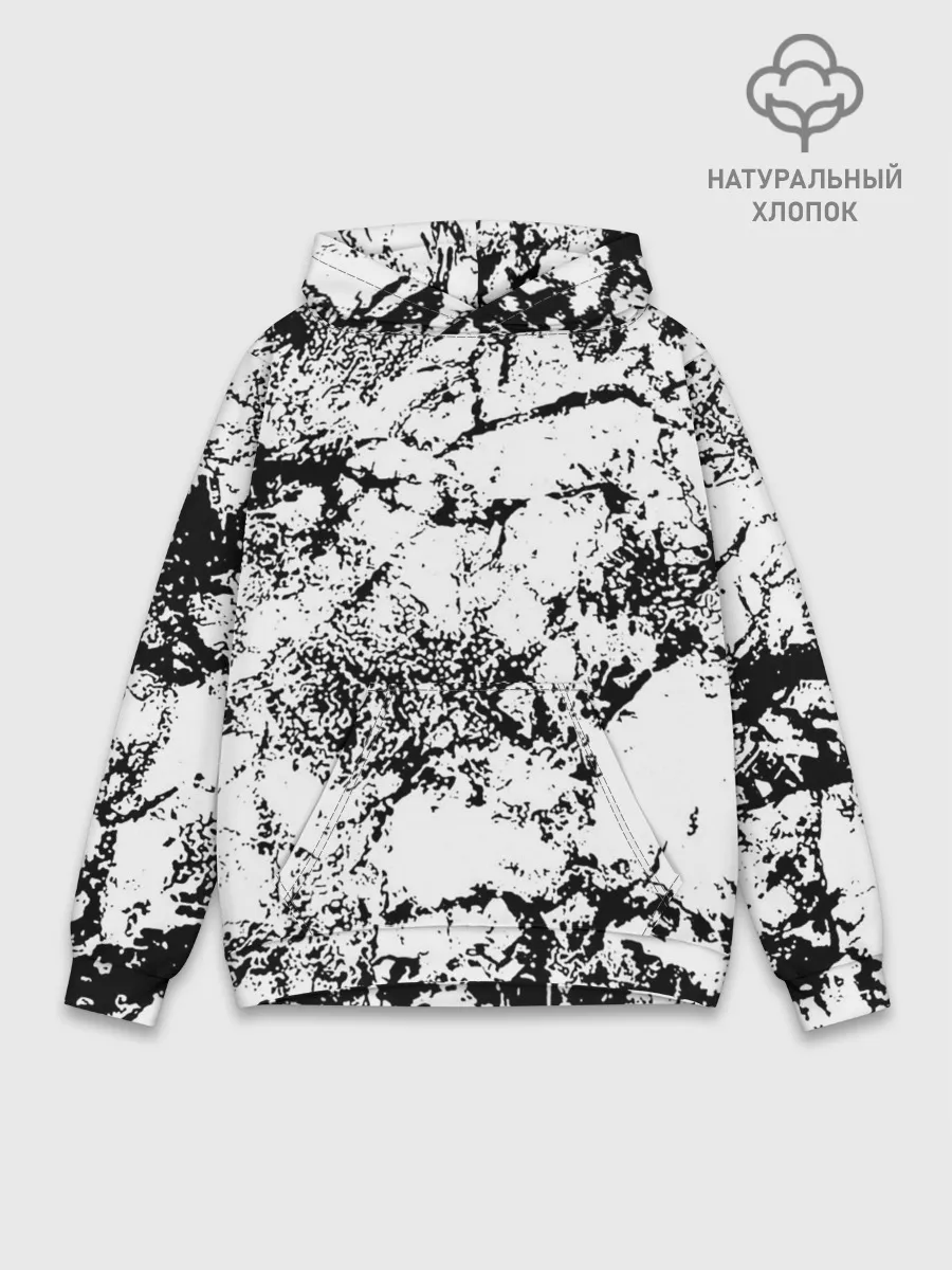 Худи мужской база хлопок / Эффект линогравюры